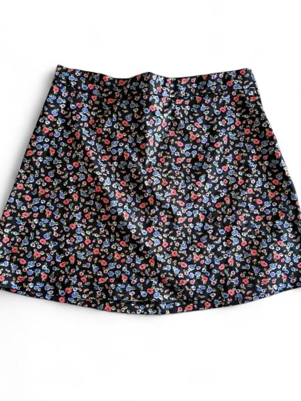 Forever 21 black ditsy floral a-line mini skirt - coquette soft grunge indie